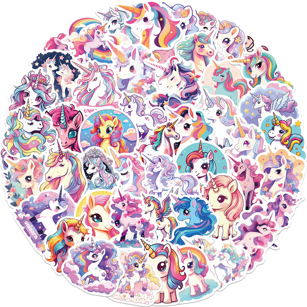 Wholesale 3SET/PACK Cartoon Unicorn Waterproof PVC Stickers